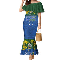 Solomon Islands Mermaid Dress The Guardians-Tribal Crocodile and Shark Melanesian Tattoo LT03 Women Green - Polynesian Pride