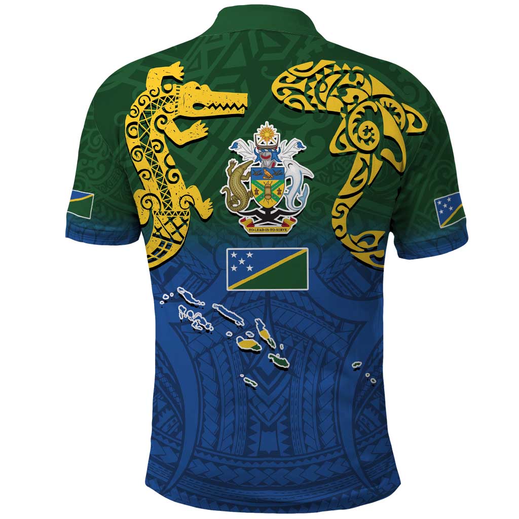Solomon Islands Polo Shirt The Guardians-Tribal Crocodile and Shark Melanesian Tattoo LT03 - Polynesian Pride