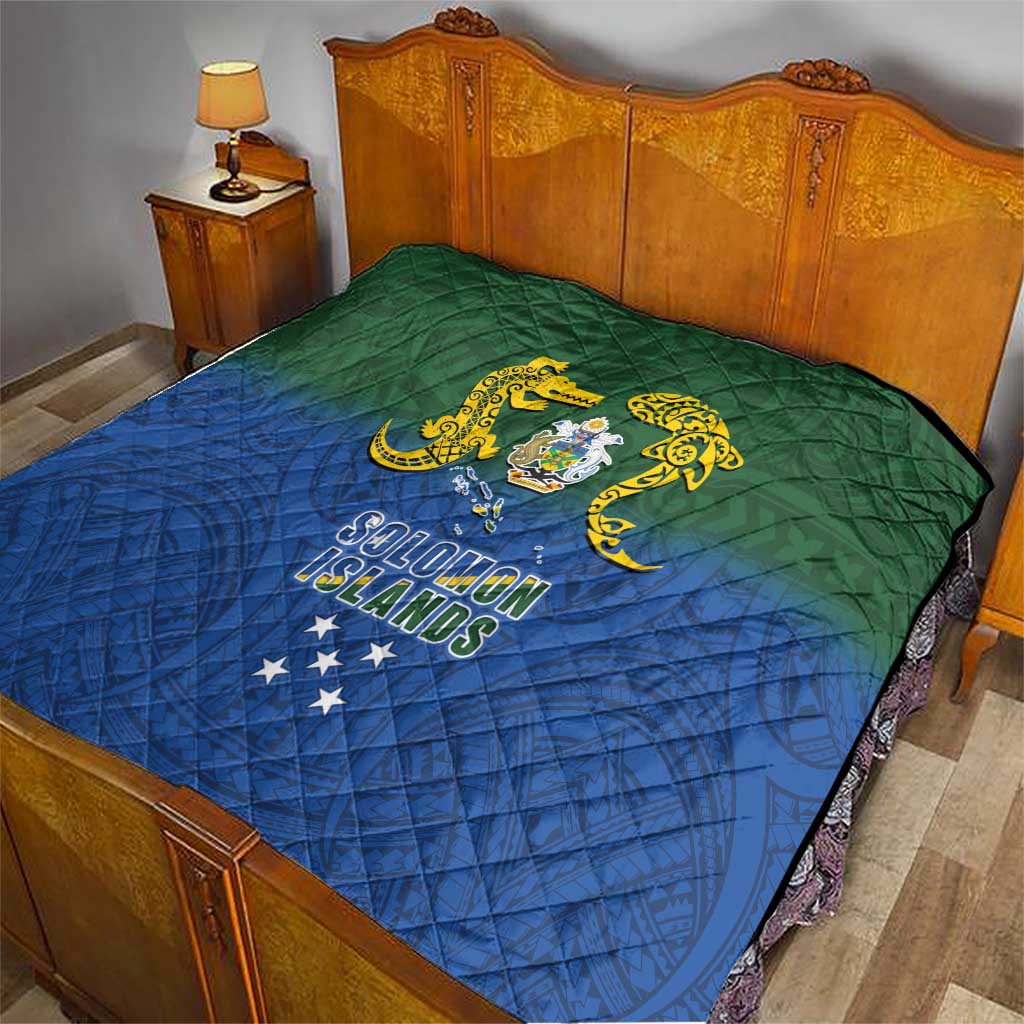Solomon Islands Quilt The Guardians-Tribal Crocodile and Shark Melanesian Tattoo
