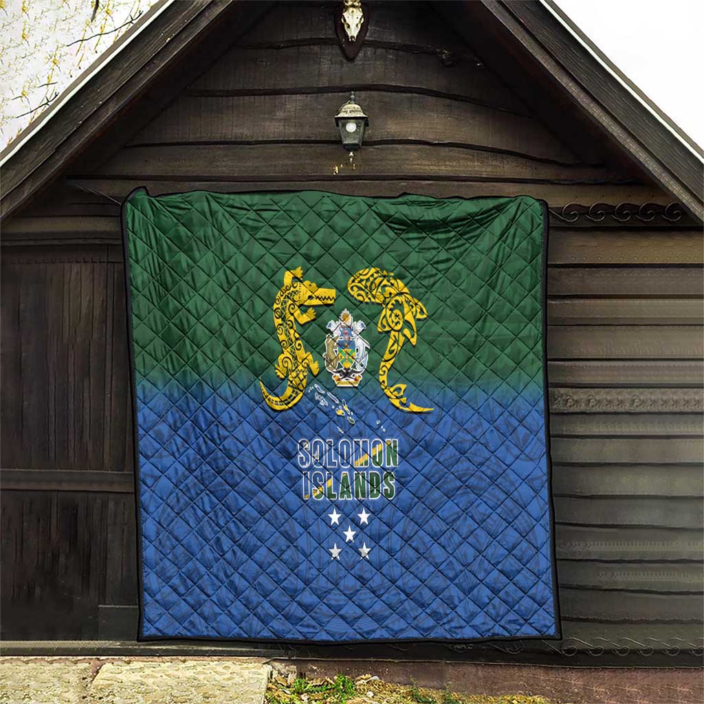 Solomon Islands Quilt The Guardians-Tribal Crocodile and Shark Melanesian Tattoo