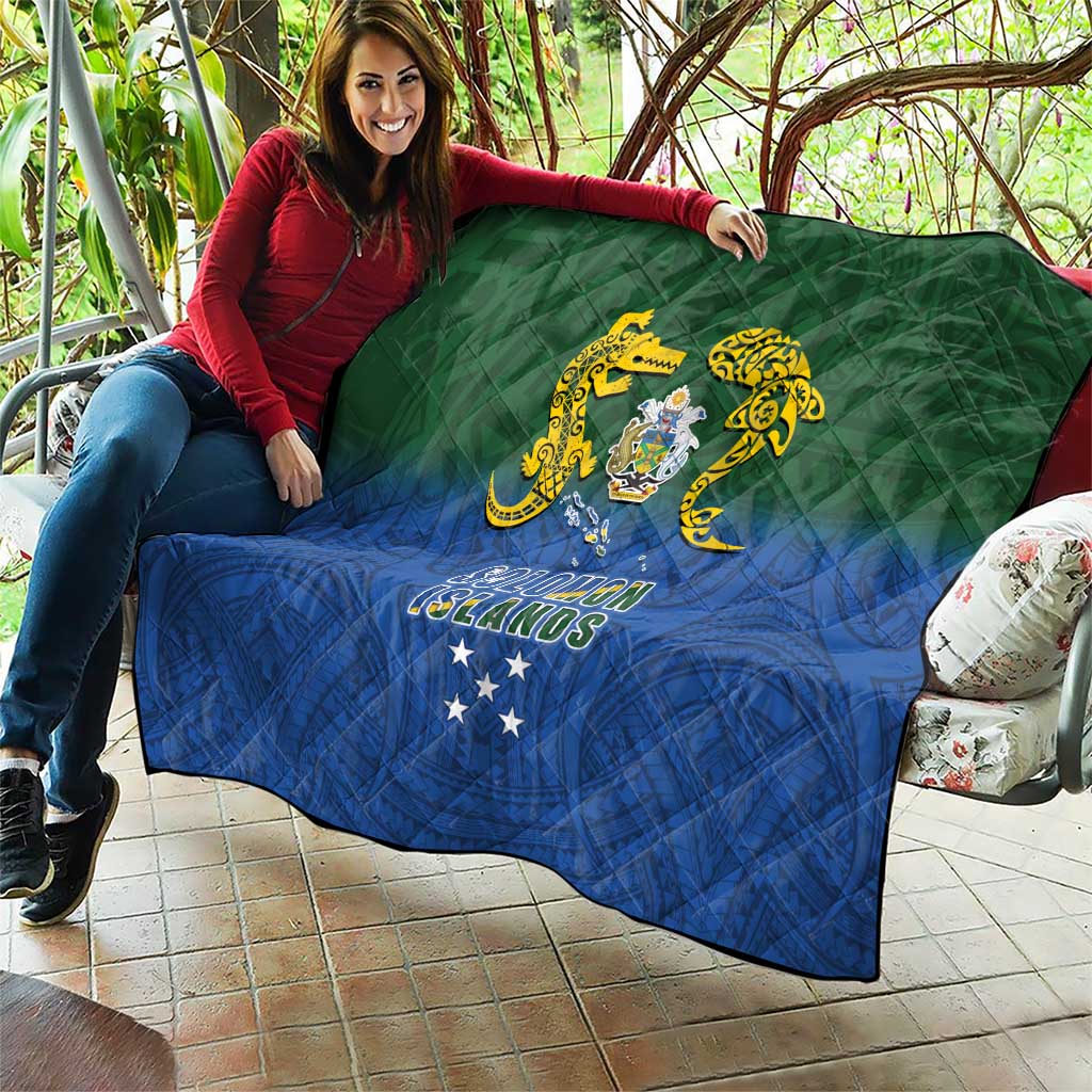 Solomon Islands Quilt The Guardians-Tribal Crocodile and Shark Melanesian Tattoo