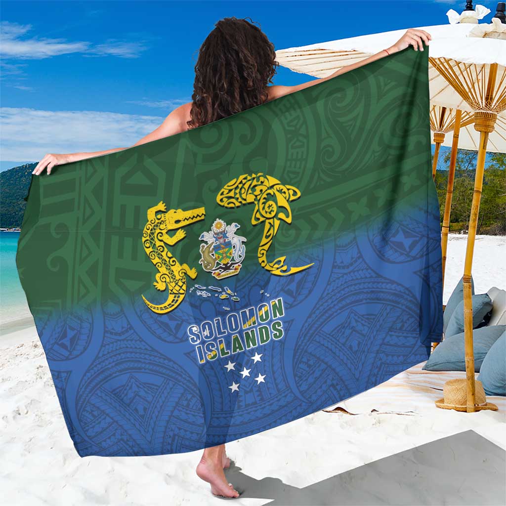Solomon Islands Sarong The Guardians-Tribal Crocodile and Shark Melanesian Tattoo