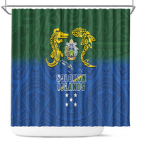Solomon Islands Shower Curtain The Guardians-Tribal Crocodile and Shark Melanesian Tattoo LT03 Green - Polynesian Pride