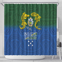 Solomon Islands Shower Curtain The Guardians-Tribal Crocodile and Shark Melanesian Tattoo LT03 - Polynesian Pride