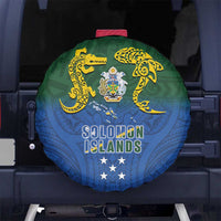 Solomon Islands Spare Tire Cover The Guardians-Tribal Crocodile and Shark Melanesian Tattoo LT03 No hole Green - Polynesian Pride