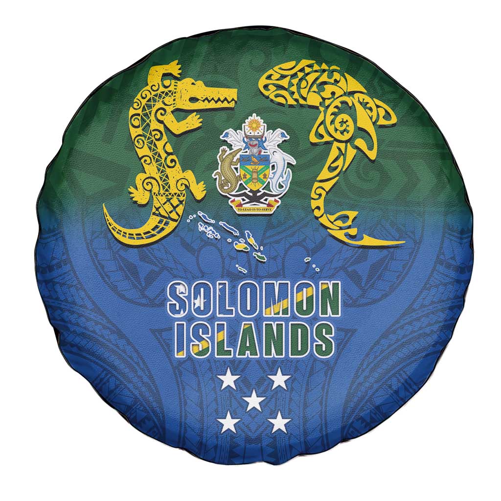 Solomon Islands Spare Tire Cover The Guardians-Tribal Crocodile and Shark Melanesian Tattoo LT03 - Polynesian Pride