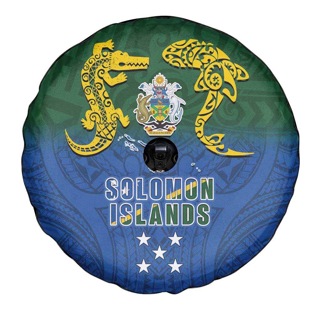 Solomon Islands Spare Tire Cover The Guardians-Tribal Crocodile and Shark Melanesian Tattoo LT03 - Polynesian Pride
