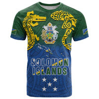 Solomon Islands T Shirt The Guardians-Tribal Crocodile and Shark Melanesian Tattoo LT03 Green - Polynesian Pride
