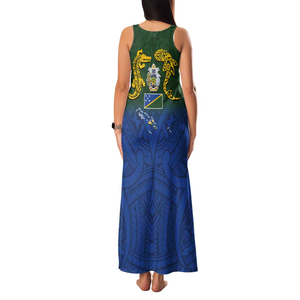 Solomon Islands Tank Maxi Dress The Guardians-Tribal Crocodile and Shark Melanesian Tattoo LT03 - Polynesian Pride