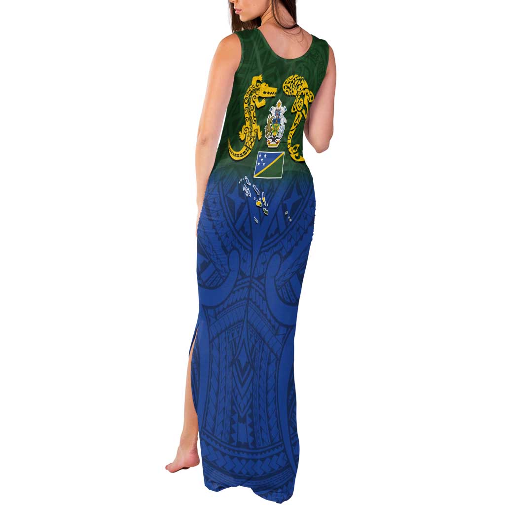 Solomon Islands Tank Maxi Dress The Guardians-Tribal Crocodile and Shark Melanesian Tattoo LT03 - Polynesian Pride