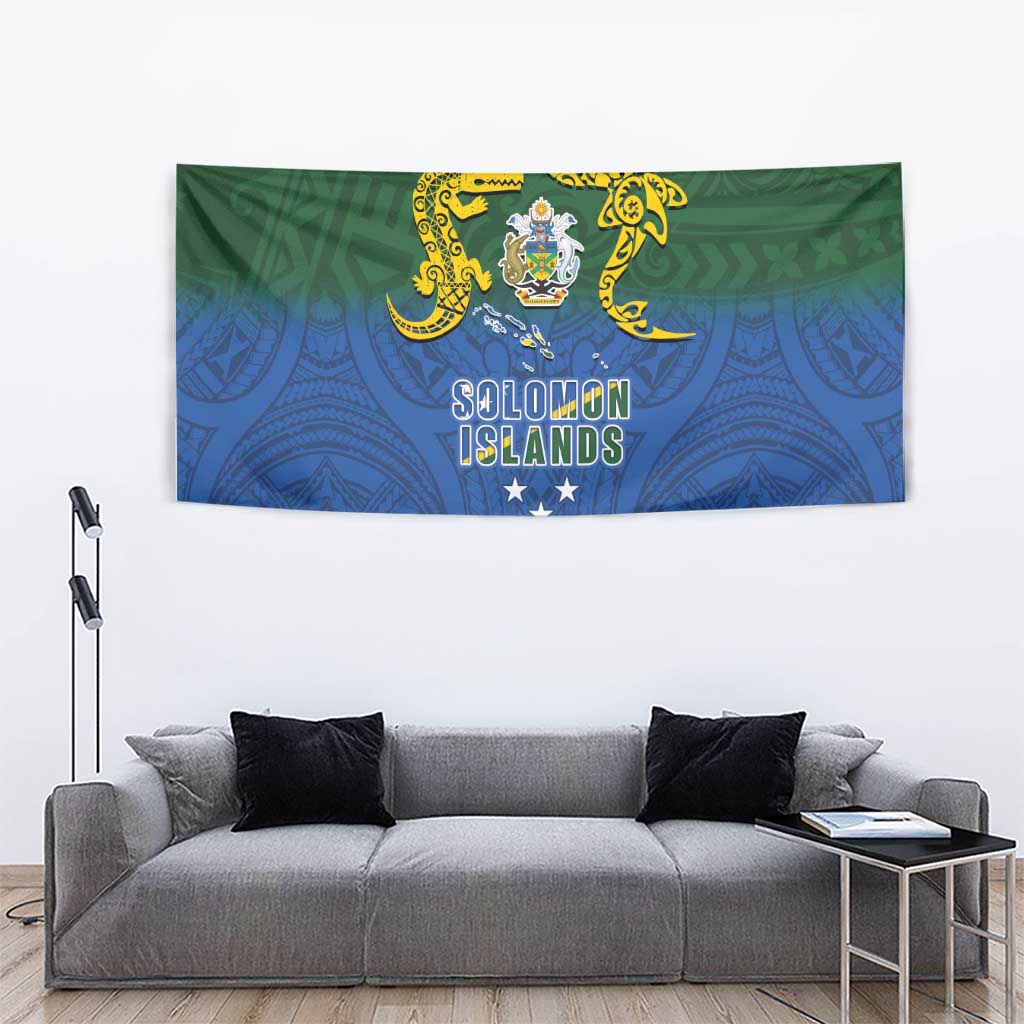 Solomon Islands Tapestry The Guardians-Tribal Crocodile and Shark Melanesian Tattoo