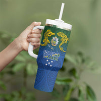 Solomon Islands Tumbler With Handle The Guardians-Tribal Crocodile and Shark Melanesian Tattoo LT03 - Polynesian Pride