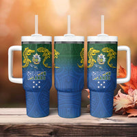 Solomon Islands Tumbler With Handle The Guardians-Tribal Crocodile and Shark Melanesian Tattoo LT03 - Polynesian Pride