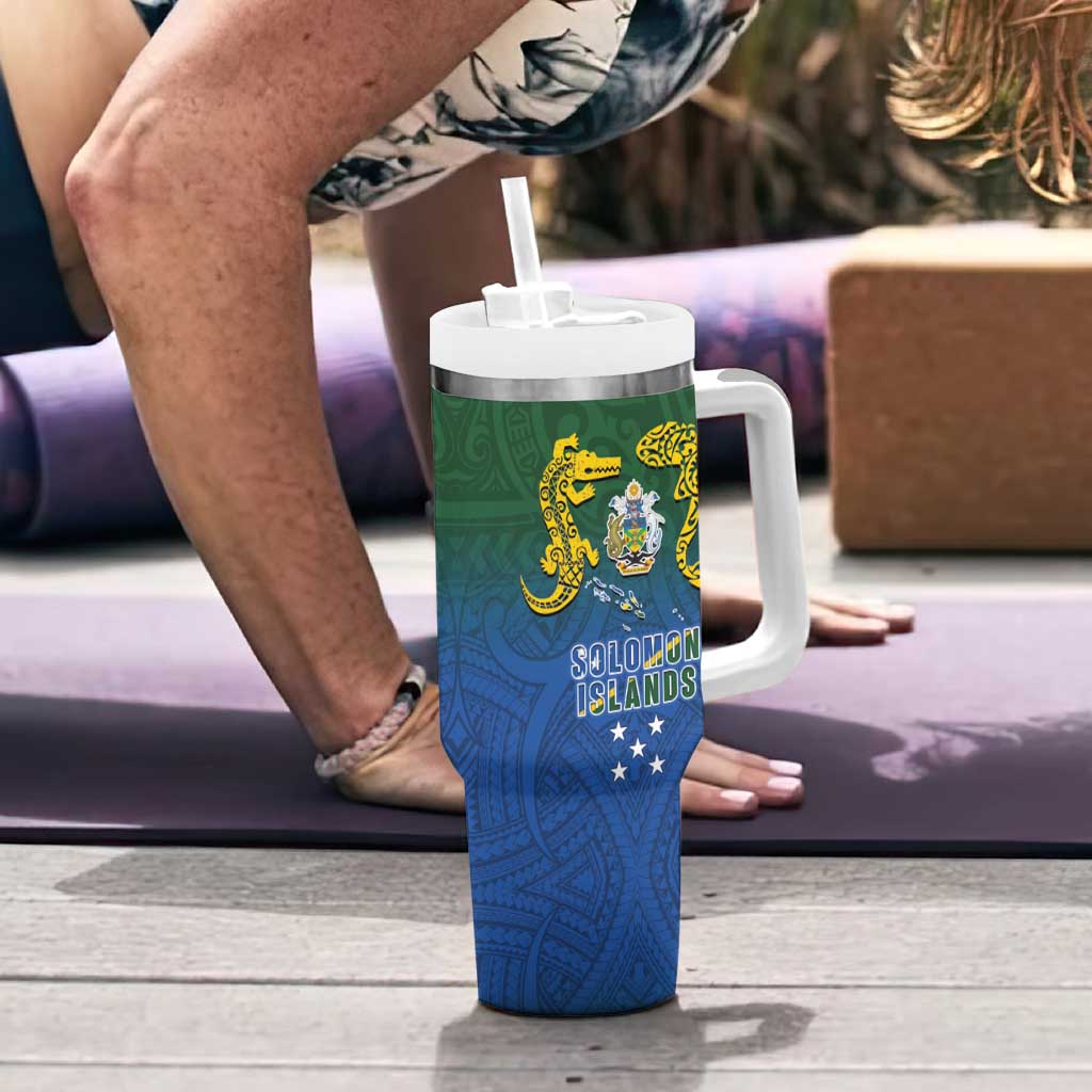 Solomon Islands Tumbler With Handle The Guardians-Tribal Crocodile and Shark Melanesian Tattoo LT03 - Polynesian Pride
