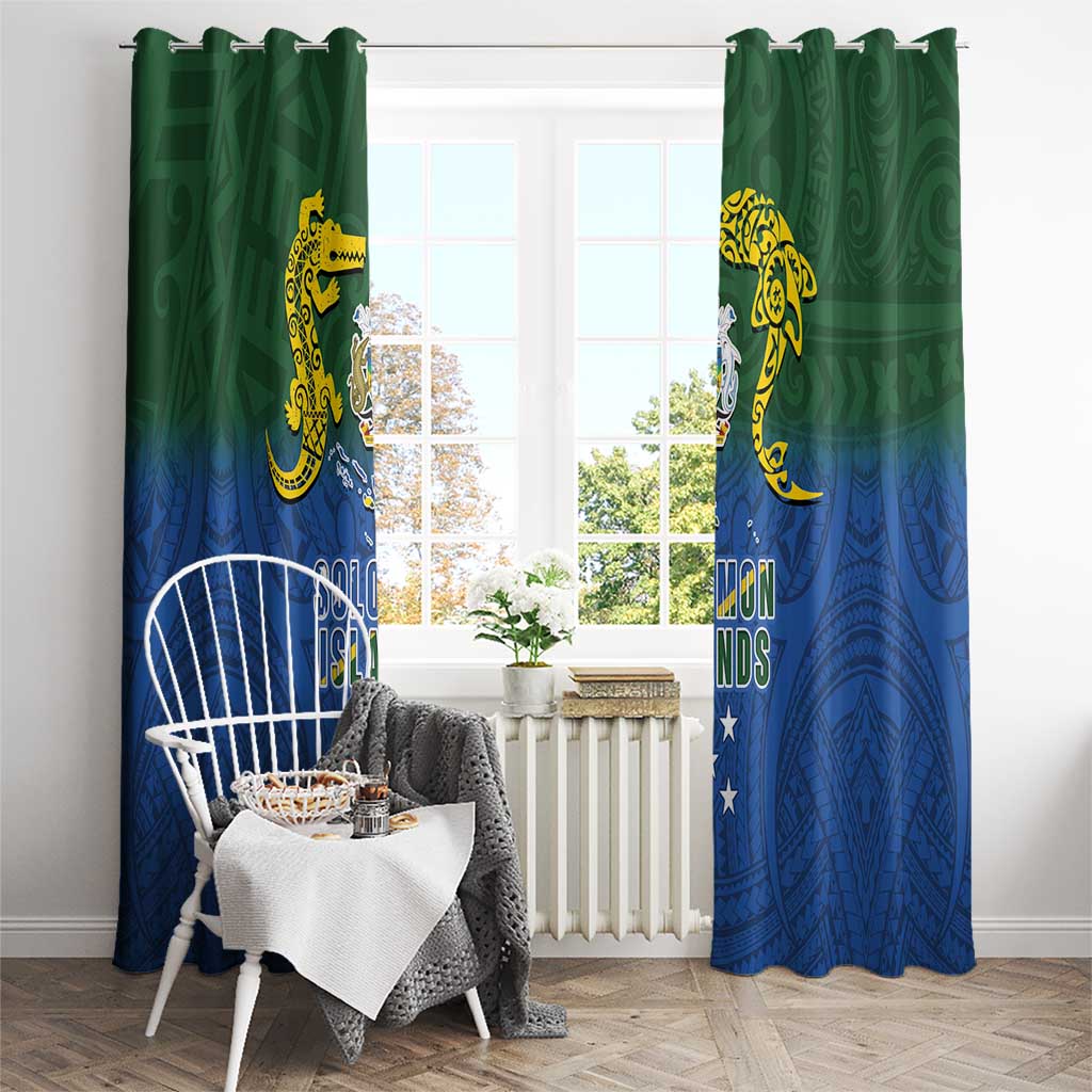 Solomon Islands Window Curtain The Guardians-Tribal Crocodile and Shark Melanesian Tattoo