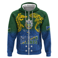 Solomon Islands Zip Hoodie The Guardians-Tribal Crocodile and Shark Melanesian Tattoo LT03 Zip Hoodie Green - Polynesian Pride