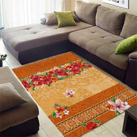 Hawaii Hibiscus Area Rug Turtles and Tribal Motifs Vintage Floral Style LT03 - Polynesian Pride