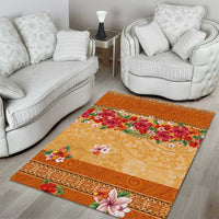 Hawaii Hibiscus Area Rug Turtles and Tribal Motifs Vintage Floral Style LT03 - Polynesian Pride