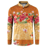 Hawaii Hibiscus Button Sweatshirt Turtles and Tribal Motifs Vintage Floral Style