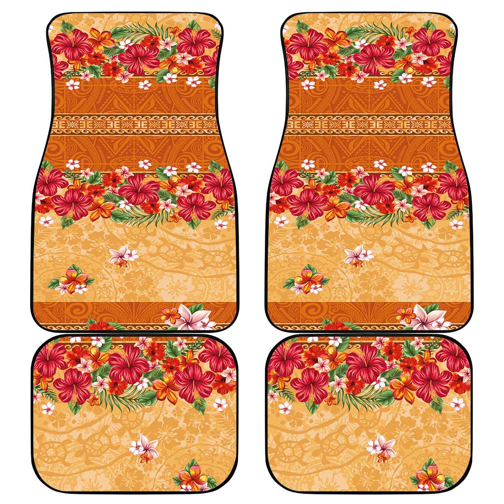 Hawaii Hibiscus Car Mats Turtles and Tribal Motifs Vintage Floral Style LT03 - Polynesian Pride