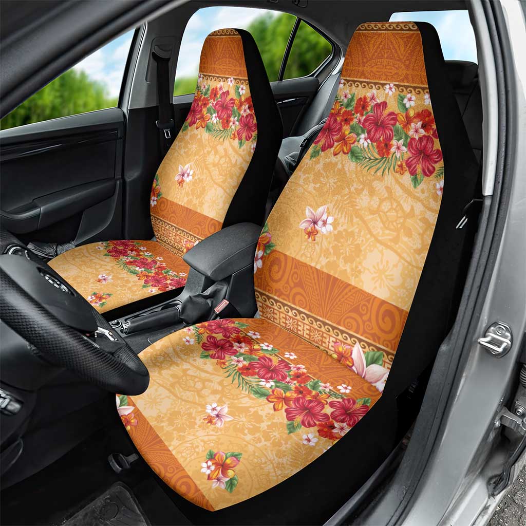 Hawaii Hibiscus Car Seat Cover Turtles and Tribal Motifs Vintage Floral Style LT03 - Polynesian Pride