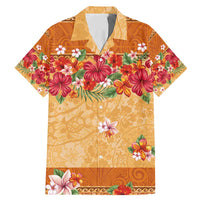 Hawaii Hibiscus Family Matching Mermaid Dress and Hawaiian Shirt Turtles and Tribal Motifs Vintage Floral Style LT03 Dad's Shirt - Short Sleeve Yellow - Polynesian Pride