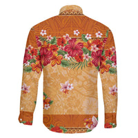 Hawaii Hibiscus Family Matching Off The Shoulder Long Sleeve Dress and Hawaiian Shirt Turtles and Tribal Motifs Vintage Floral Style LT03 - Polynesian Pride