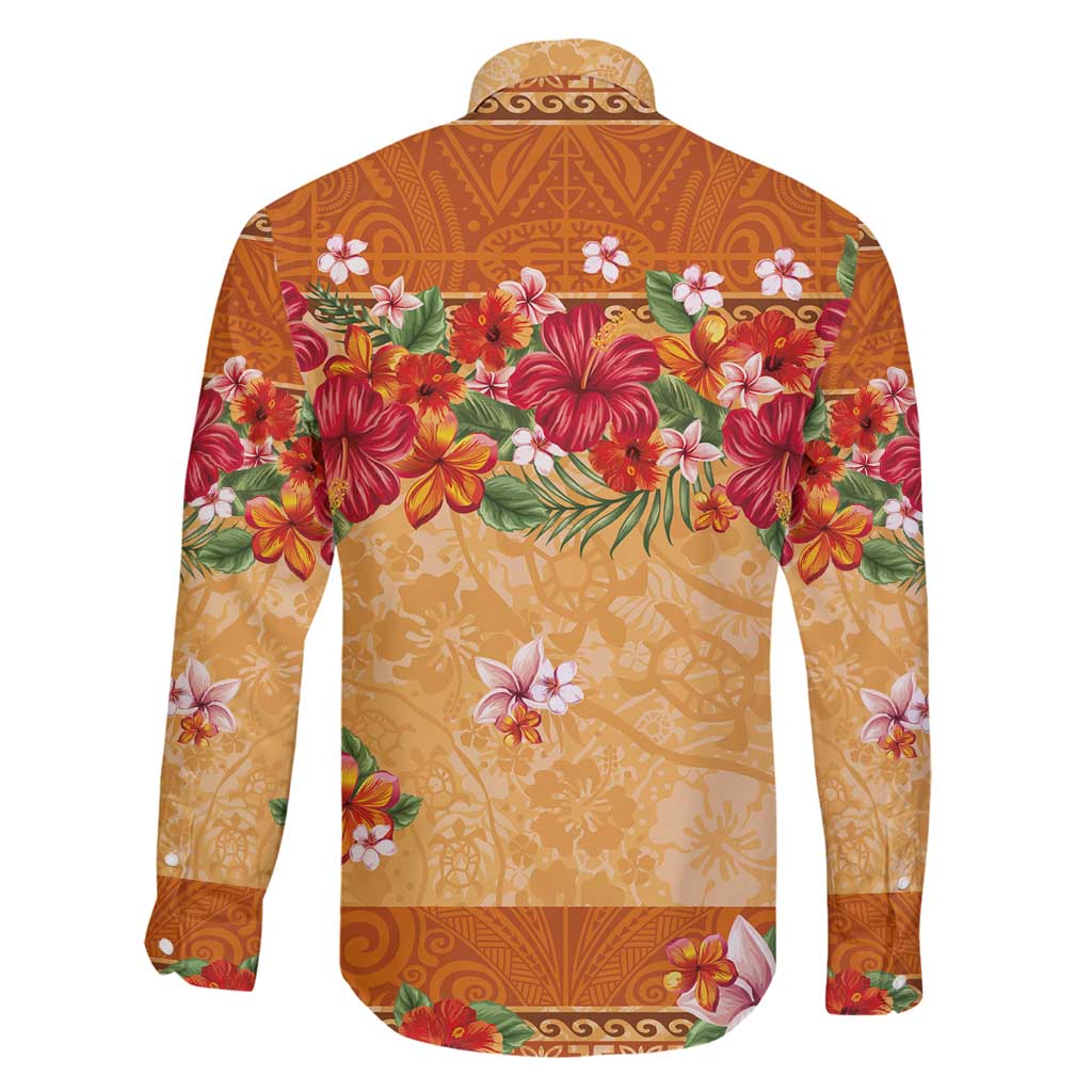 Hawaii Hibiscus Family Matching Off Shoulder Maxi Dress and Hawaiian Shirt Turtles and Tribal Motifs Vintage Floral Style LT03 - Polynesian Pride