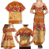 Hawaii Hibiscus Family Matching Summer Maxi Dress and Hawaiian Shirt Turtles and Tribal Motifs Vintage Floral Style
