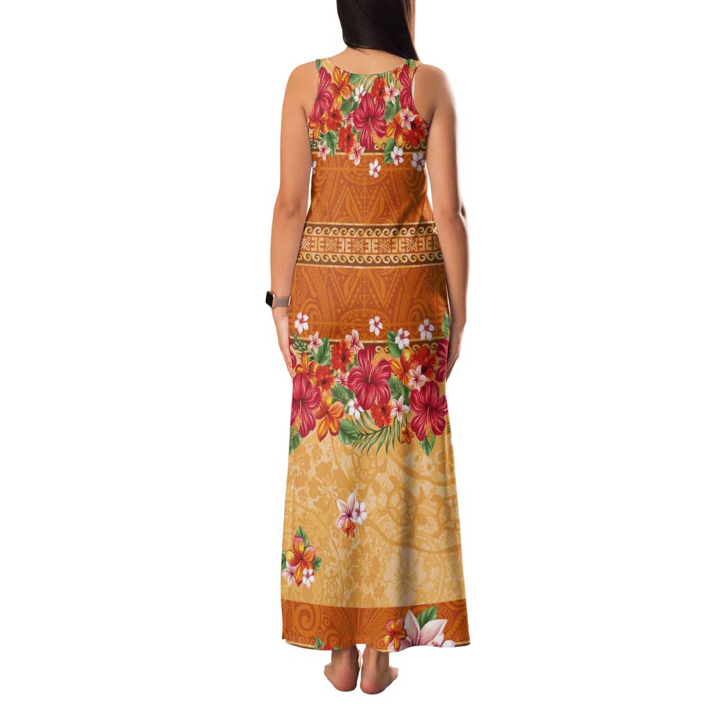Hawaii Hibiscus Family Matching Tank Maxi Dress and Hawaiian Shirt Turtles and Tribal Motifs Vintage Floral Style