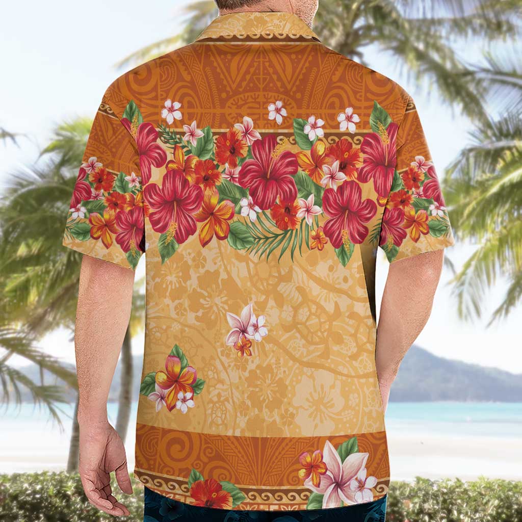 Hawaii Hibiscus Hawaiian Shirt Turtles and Tribal Motifs Vintage Floral Style LT03 - Polynesian Pride