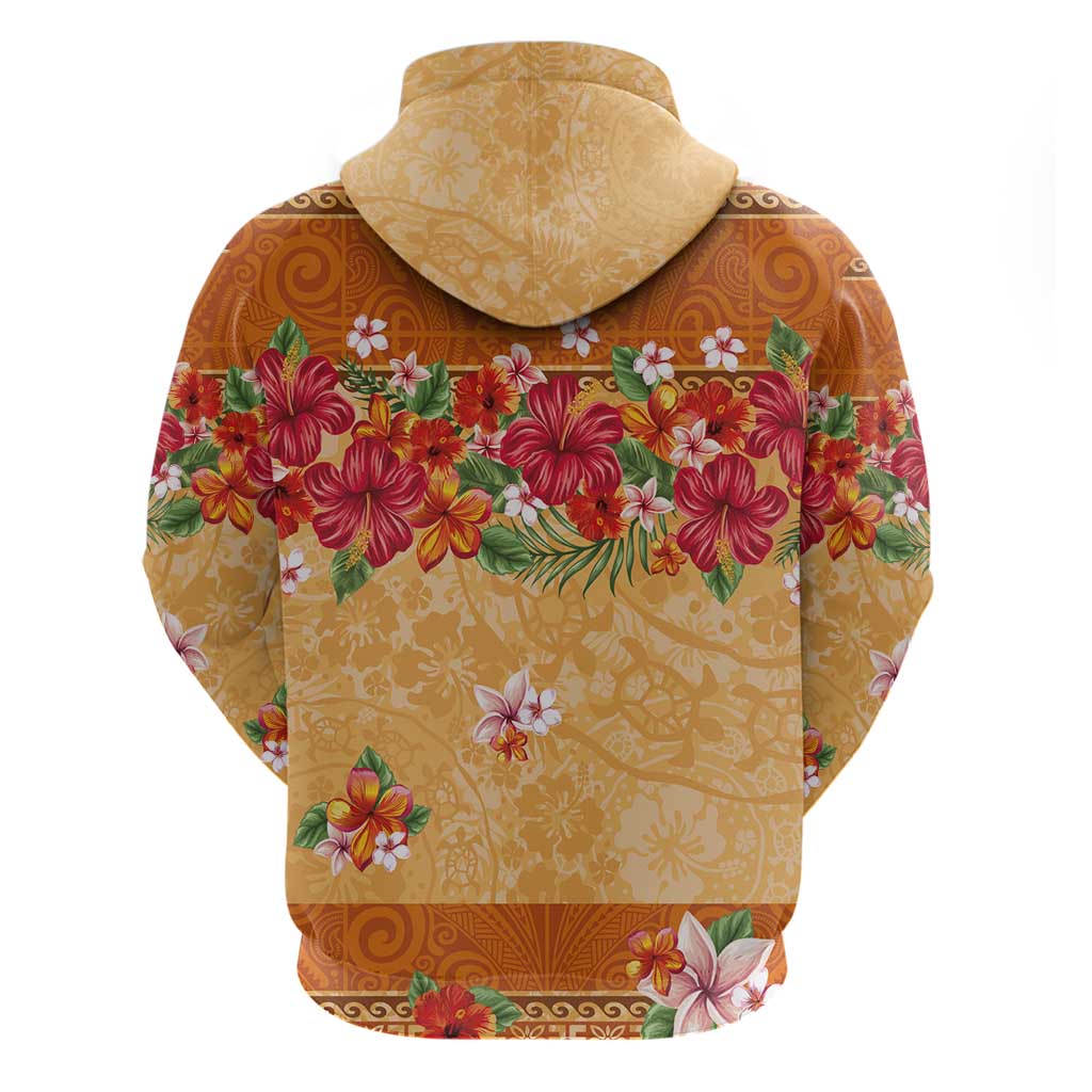 Hawaii Hibiscus Hoodie Turtles and Tribal Motifs Vintage Floral Style LT03 - Polynesian Pride