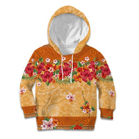 Hawaii Hibiscus Kid Hoodie Turtles and Tribal Motifs Vintage Floral Style LT03 Hoodie Yellow - Polynesian Pride