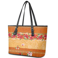 Hawaii Hibiscus Leather Tote Bag Turtles and Tribal Motifs Vintage Floral Style LT03 - Polynesian Pride