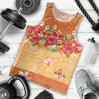 Hawaii Hibiscus Men Tank Top Turtles and Tribal Motifs Vintage Floral Style LT03 - Polynesian Pride