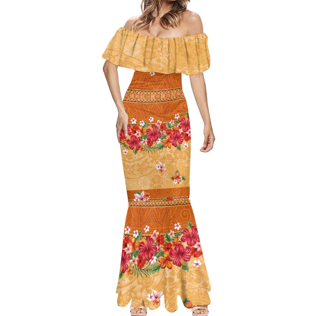Hawaii Hibiscus Mermaid Dress Turtles and Tribal Motifs Vintage Floral Style LT03 - Polynesian Pride