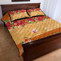 Hawaii Hibiscus Quilt Bed Set Turtles and Tribal Motifs Vintage Floral Style LT03 - Polynesian Pride