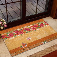Hawaii Hibiscus Rubber Doormat Turtles and Tribal Motifs Vintage Floral Style