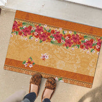 Hawaii Hibiscus Rubber Doormat Turtles and Tribal Motifs Vintage Floral Style