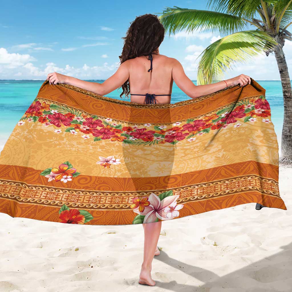 Hawaii Hibiscus Sarong Turtles and Tribal Motifs Vintage Floral Style
