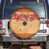 Hawaii Hibiscus Spare Tire Cover Turtles and Tribal Motifs Vintage Floral Style LT03 Yellow - Polynesian Pride