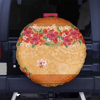 Hawaii Hibiscus Spare Tire Cover Turtles and Tribal Motifs Vintage Floral Style LT03 - Polynesian Pride