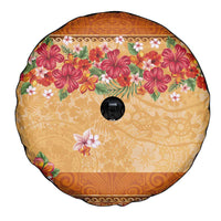 Hawaii Hibiscus Spare Tire Cover Turtles and Tribal Motifs Vintage Floral Style LT03 - Polynesian Pride