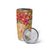 Hawaii Hibiscus Tumbler Cup Turtles and Tribal Motifs Vintage Floral Style LT03 - Polynesian Pride