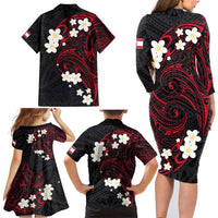 French Polynesia Tiare Day Family Matching Long Sleeve Bodycon Dress and Hawaiian Shirt Seal and Polynesian Pattern LT03 - Polynesian Pride
