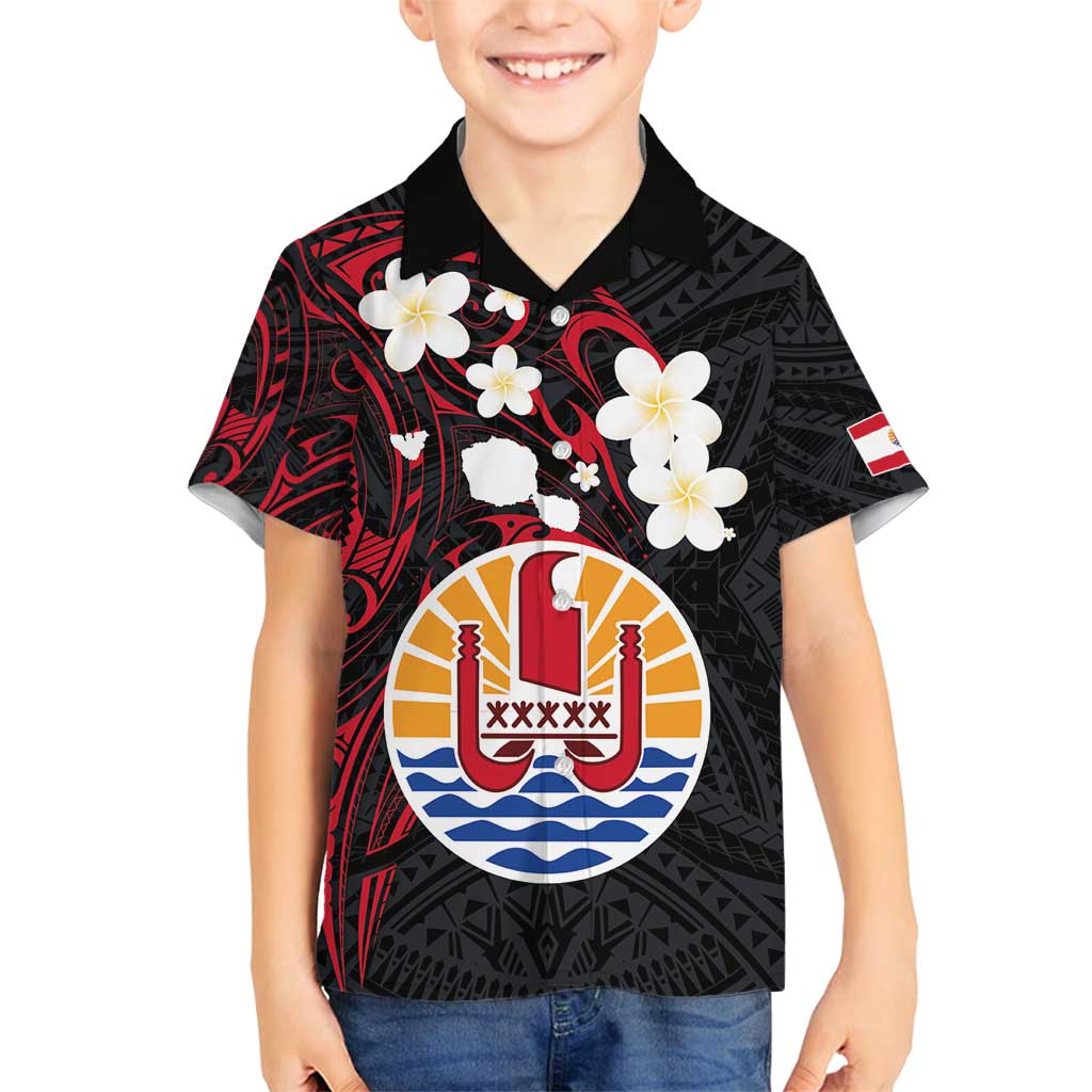 French Polynesia Tiare Day Family Matching Long Sleeve Bodycon Dress and Hawaiian Shirt Seal and Polynesian Pattern LT03 Son's Shirt Black - Polynesian Pride