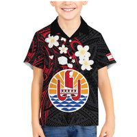 French Polynesia Tiare Day Family Matching Mermaid Dress and Hawaiian Shirt Seal and Polynesian Pattern LT03 Son's Shirt Black - Polynesian Pride