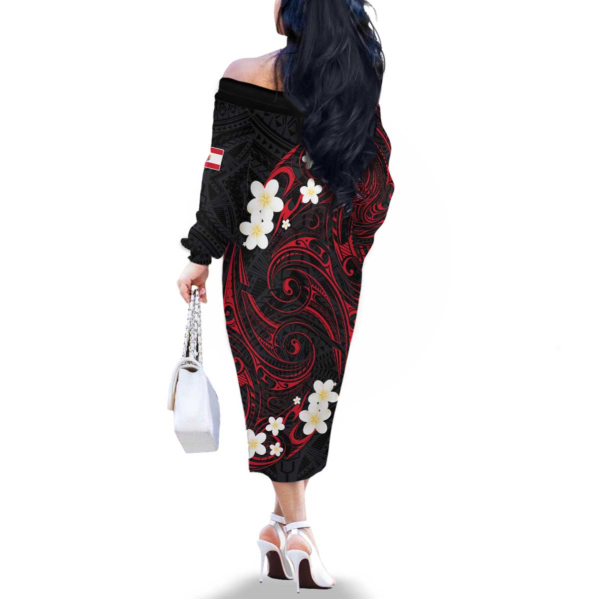 French Polynesia Tiare Day Family Matching Off The Shoulder Long Sleeve Dress and Hawaiian Shirt Seal and Polynesian Pattern LT03 - Polynesian Pride