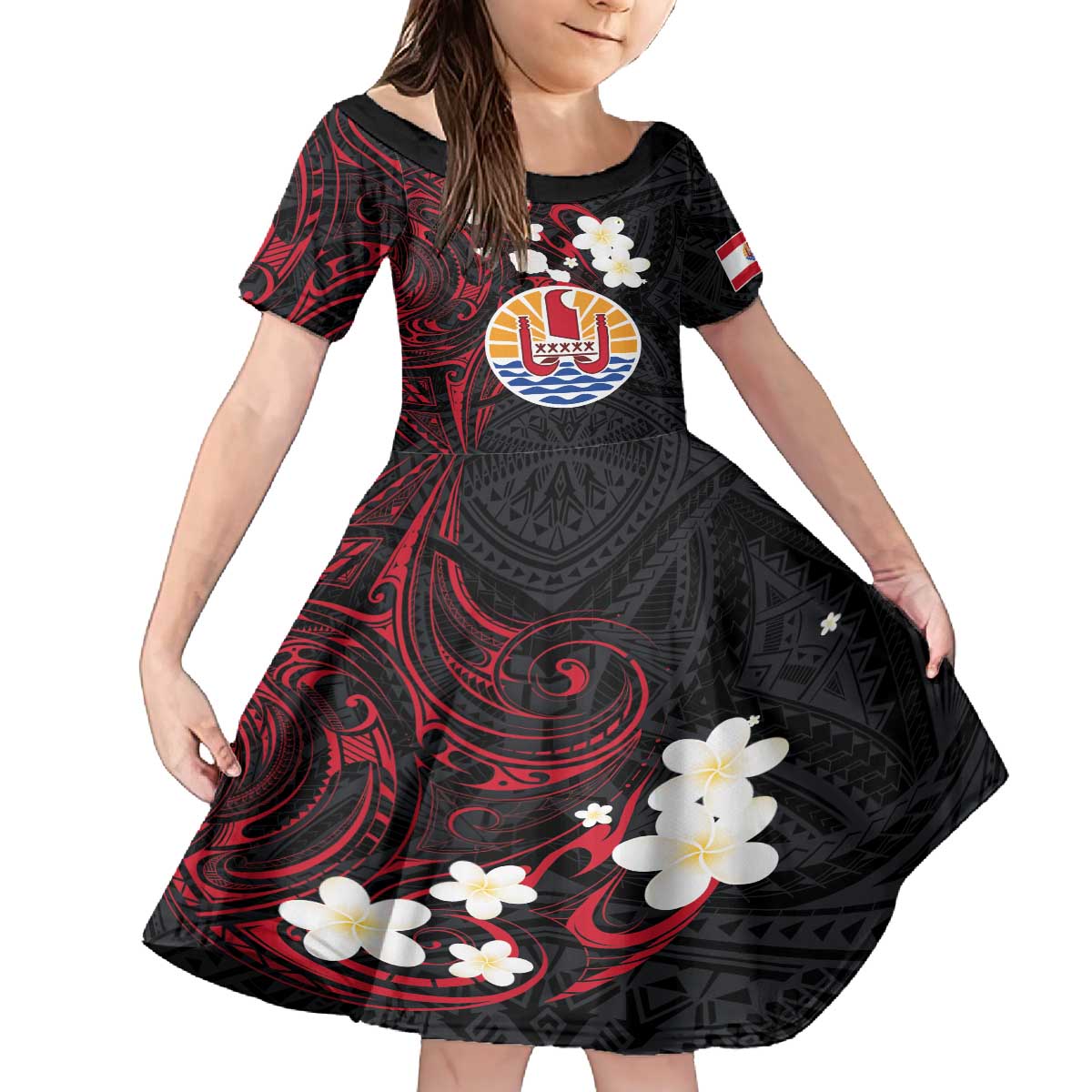 French Polynesia Tiare Day Family Matching Puletasi and Hawaiian Shirt Seal and Polynesian Pattern