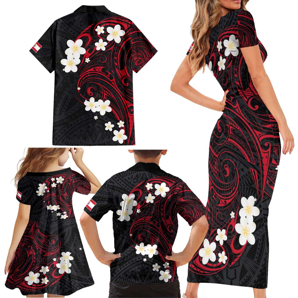 French Polynesia Tiare Day Family Matching Short Sleeve Bodycon Dress and Hawaiian Shirt Seal and Polynesian Pattern LT03 - Polynesian Pride
